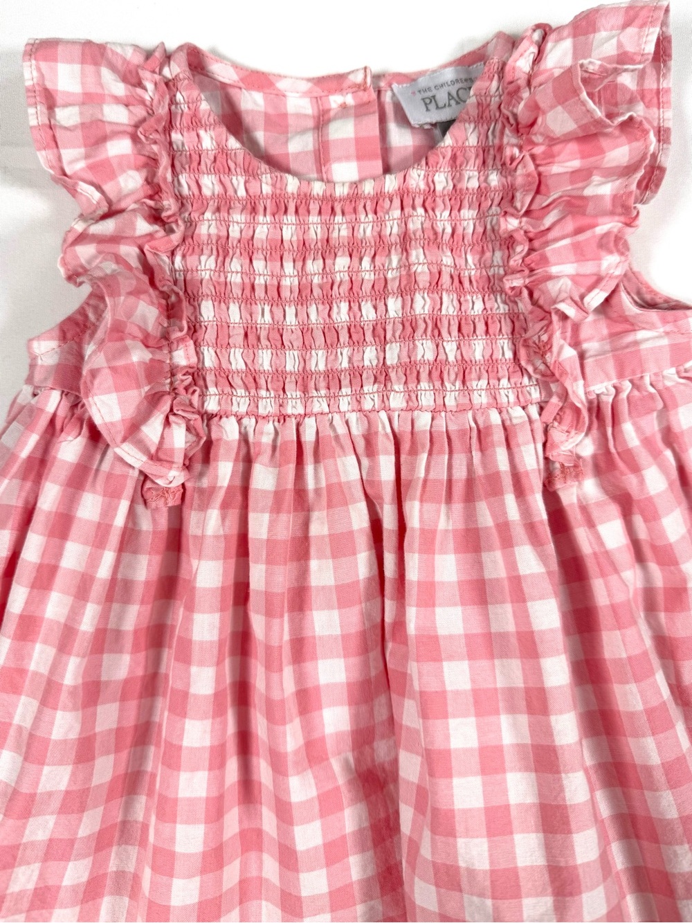 THE CHILDREN’S PLACE Girls Gingham Smocked Dress 6–9M Cottagecore Classic - Picture 2 of 9